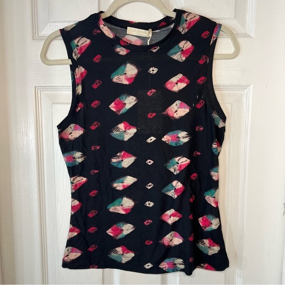 Ulla Johnson Patterned Sleeveless Top - Black and Pink Size Small - Picture 2 of 10